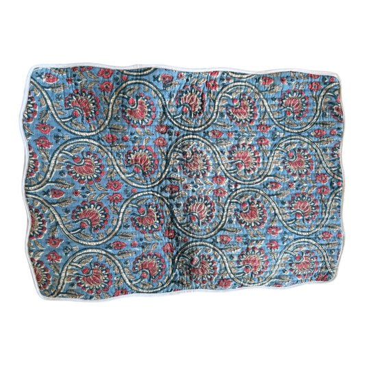 Sample Rectangular Blue Block Printed Reversible Placemat - 1 LEFT
