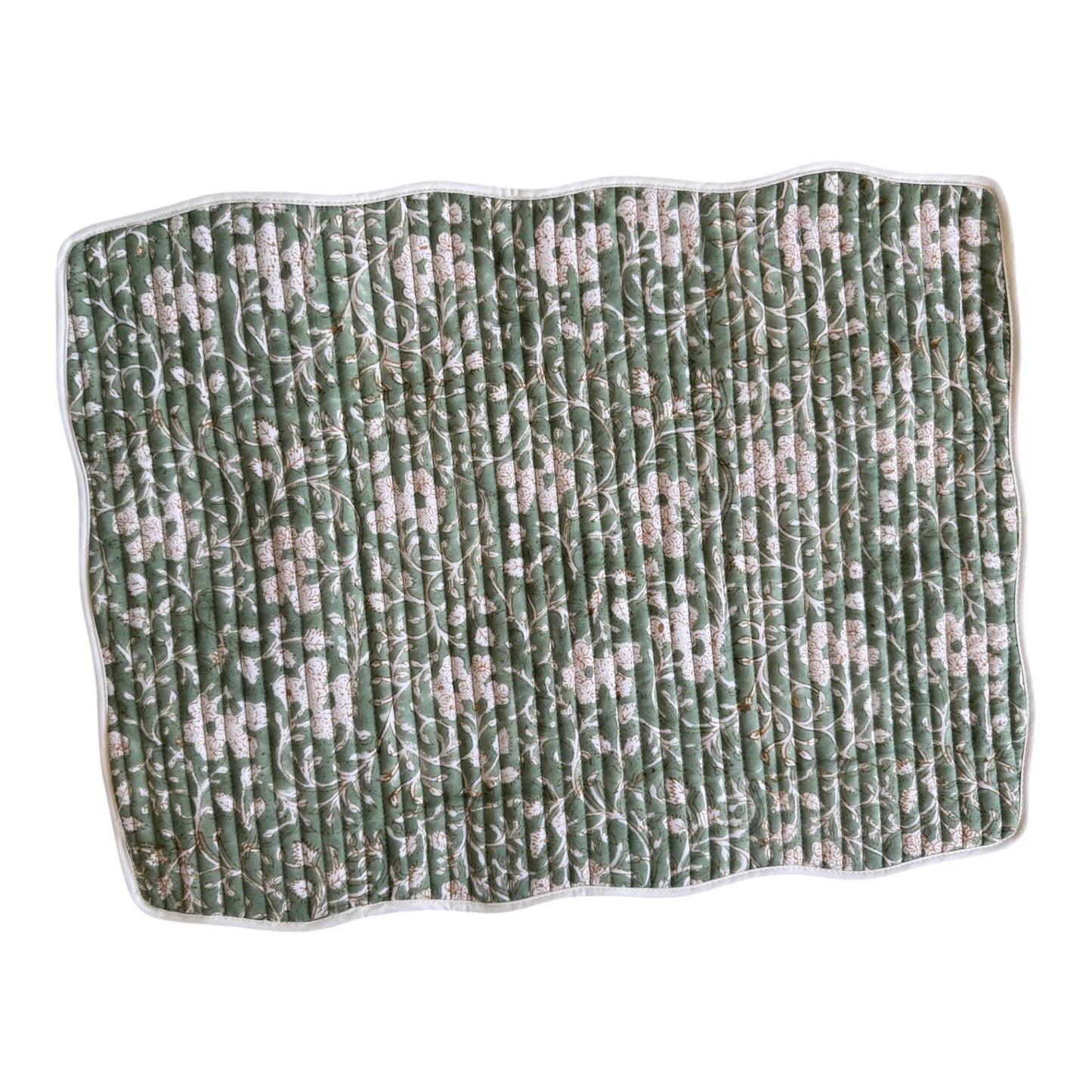 Sample Reversible Green Rectangular Block Printed Reversible Placemat - 1 LEFT