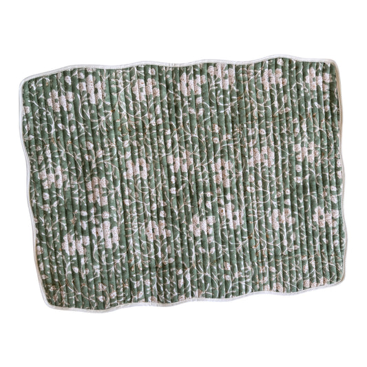 Sample Reversible Green Rectangular Block Printed Reversible Placemat - 1 LEFT