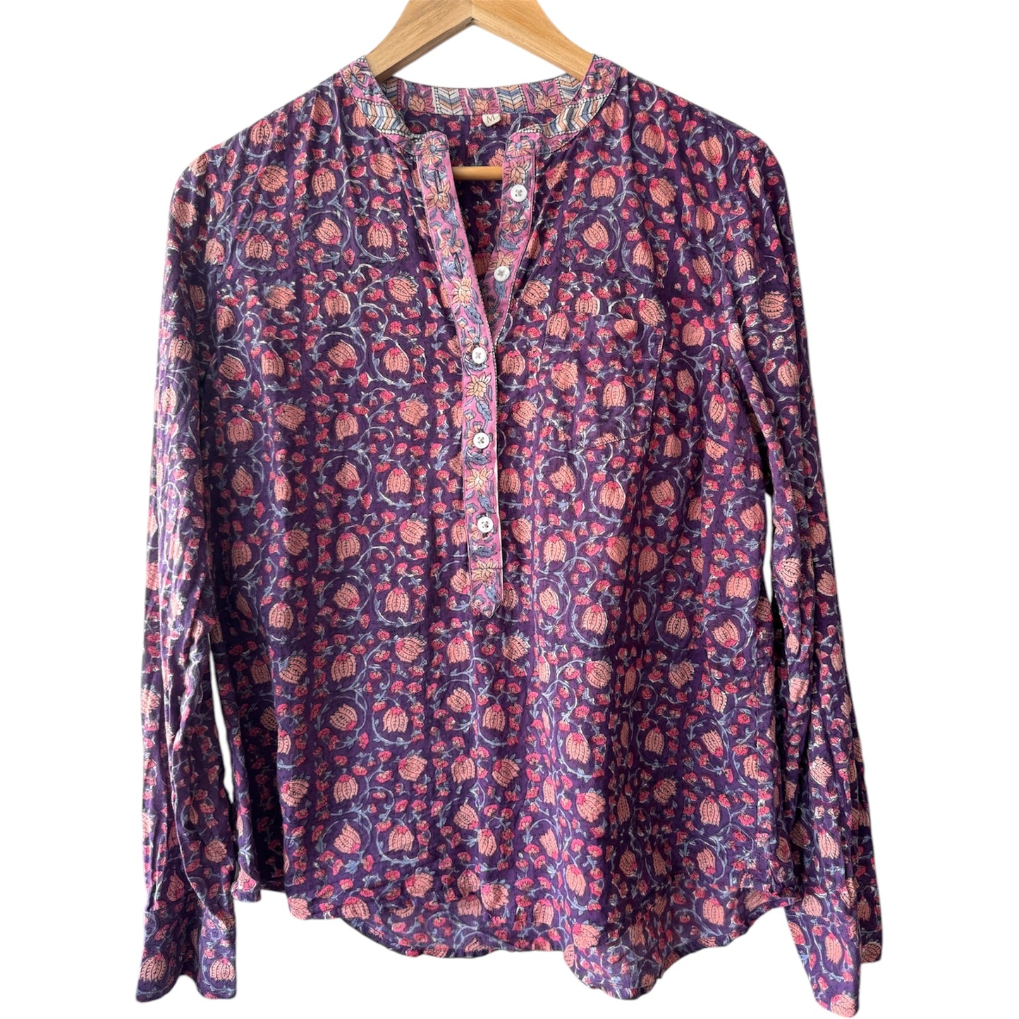 Sample Women's Purple Block Printed Shirt - Size Medium - 1 LEFT