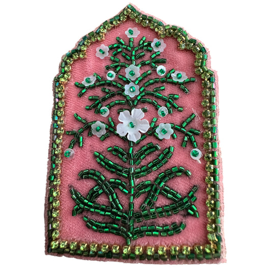 Floral Mughal Arch Beaded Brooch Pin