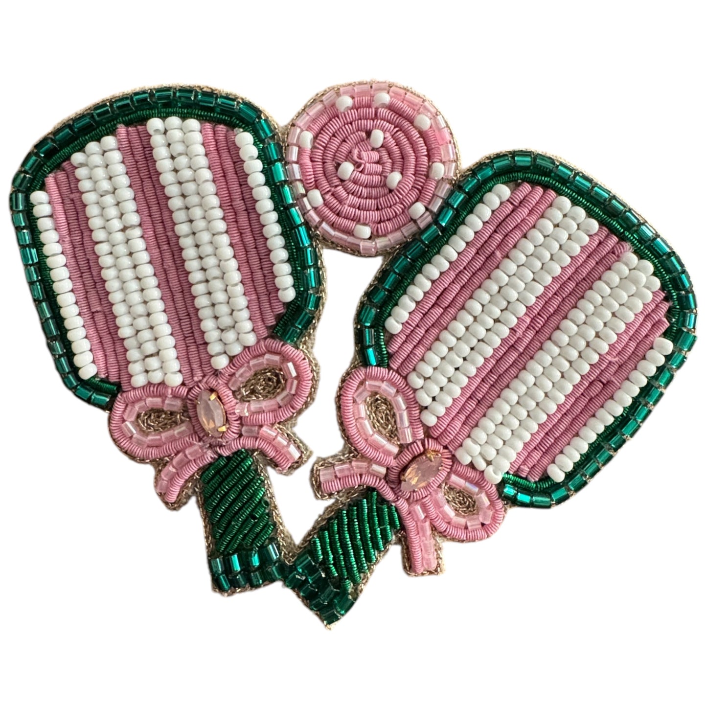 Pickleball Beaded Brooch Pin