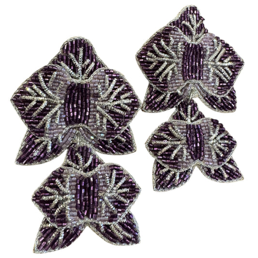 Orchid Beaded Drop Earrings (Purple)