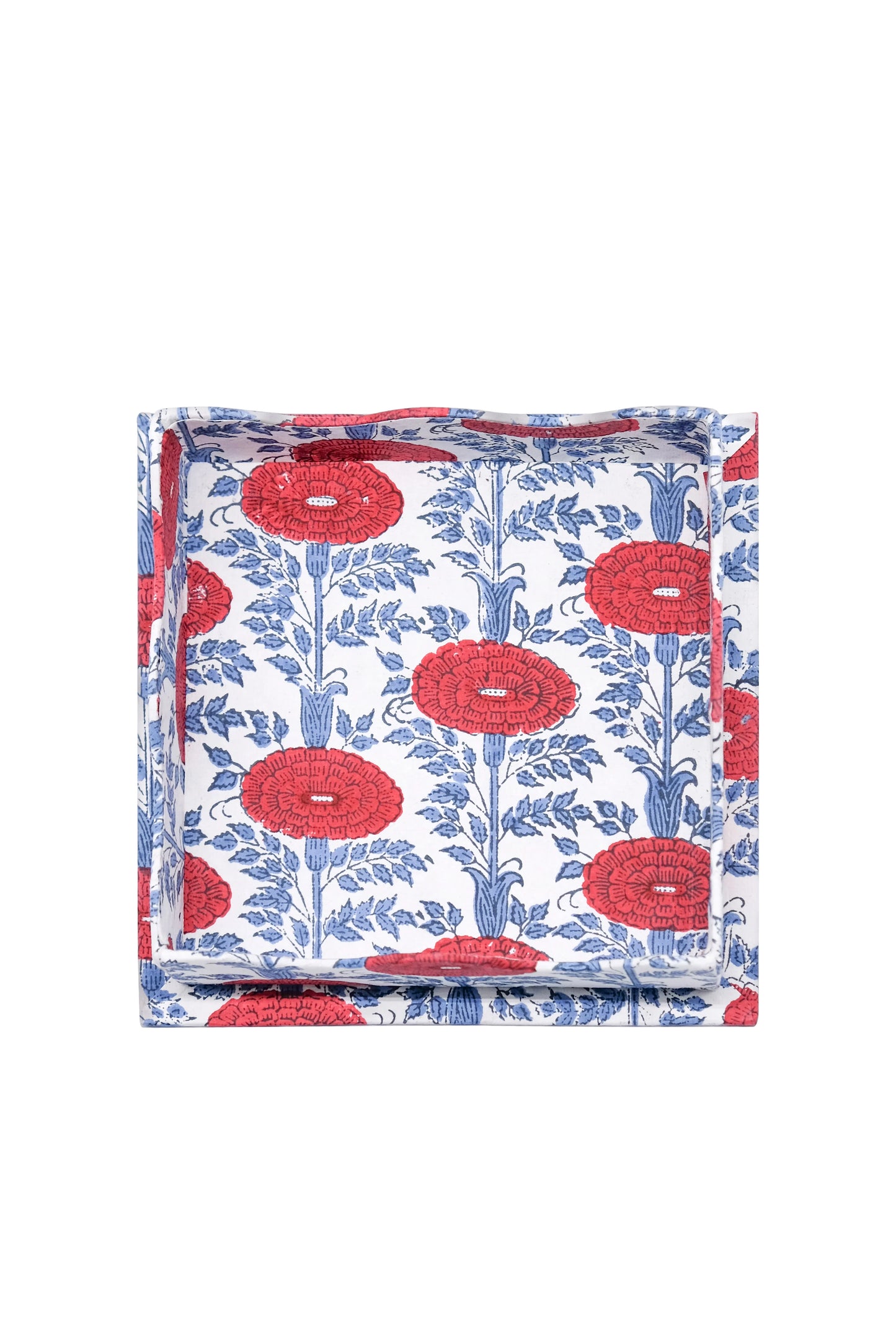 Large Trinket or Cocktail Napkin Tray in Araminta Blockprint - LAST ONE!