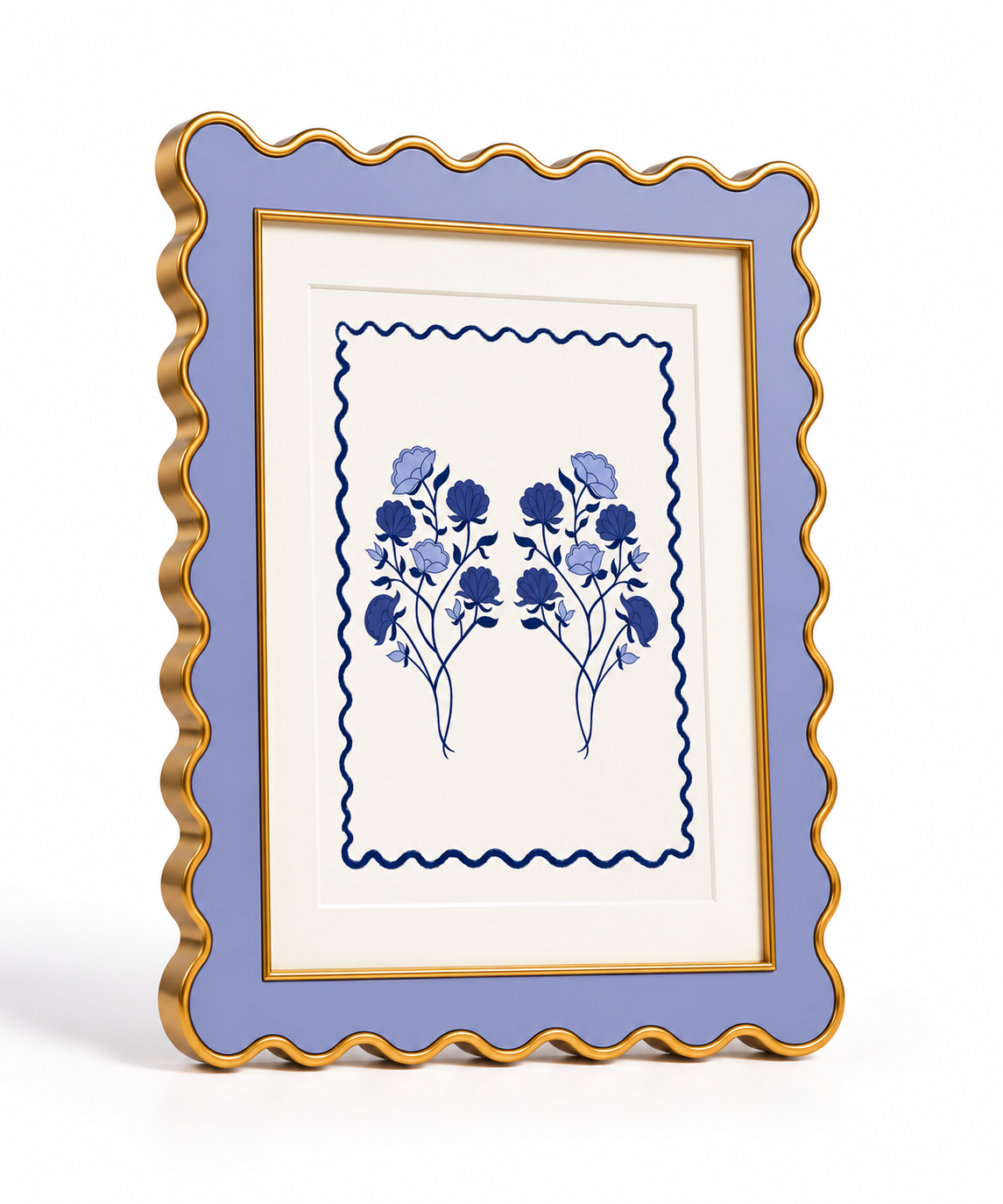 SECONDS Blue and White Flowers with Wavy Border Card - Only 5 Remaining!